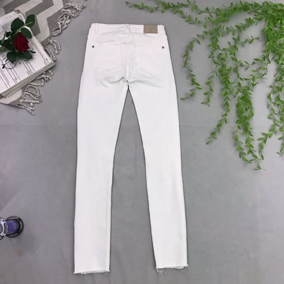Size 24/26/28 With TAG ZARA distressed white denim Jeans current article Unise - Picture 5 of 10